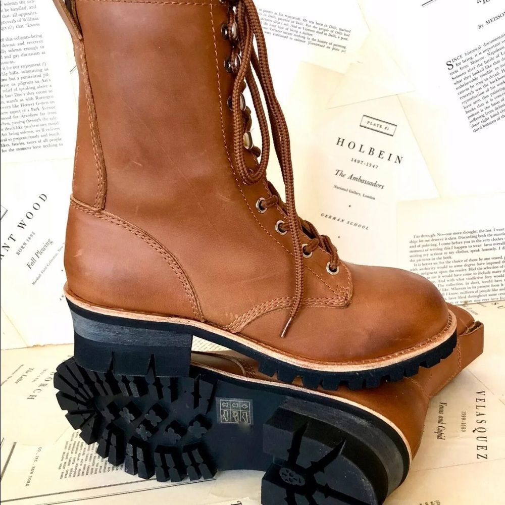 Jeffrey Campbell Boot Leather Combat Moto Lace Up - Picture 6 of 8